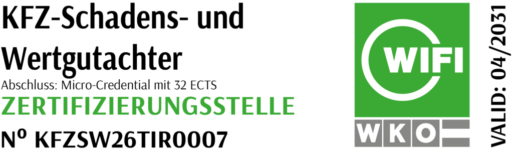 WIFI-zertifizierter KFZ-Schadens- und Wertgutachter in der Steiermark